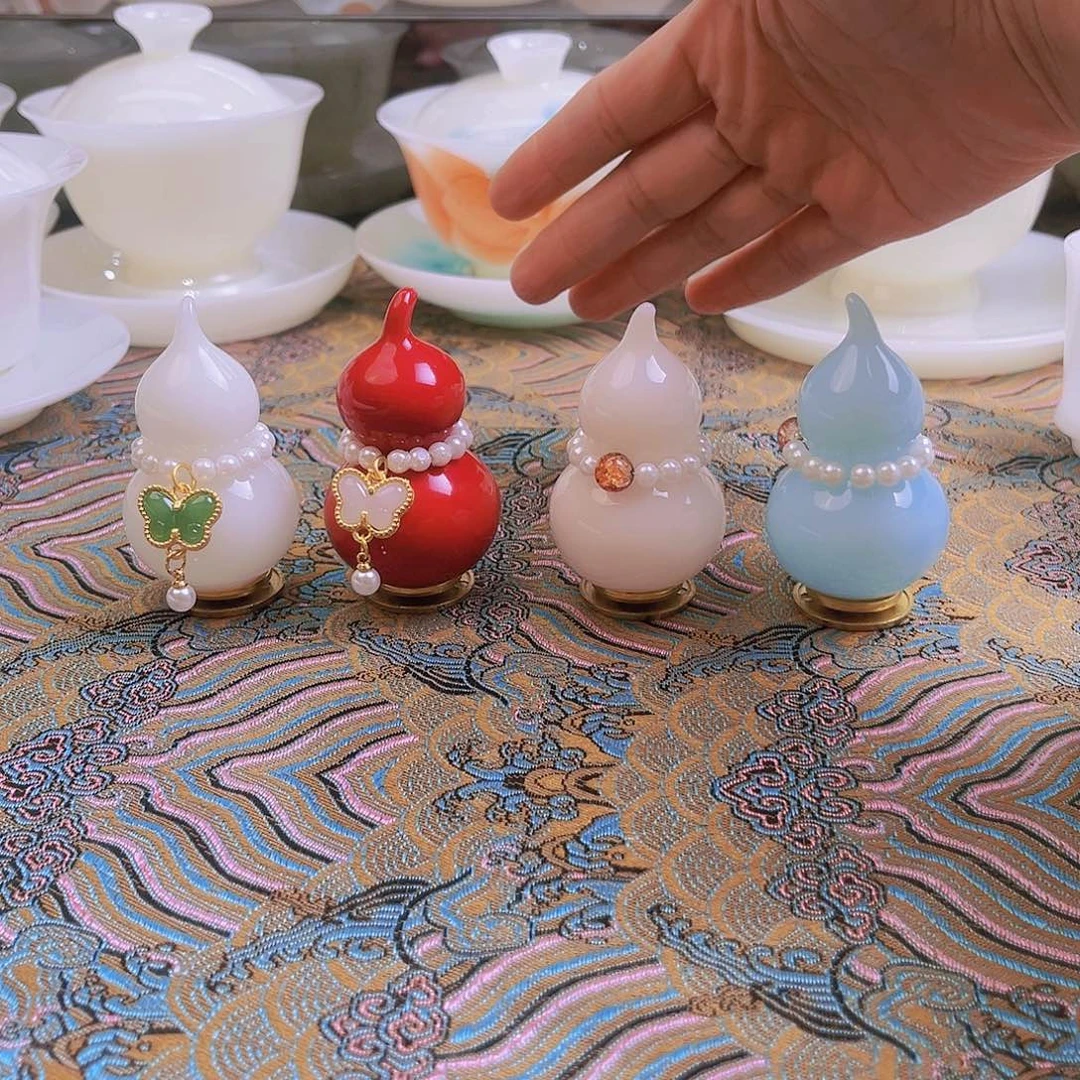 瓷片璞玉瓷葫芦摆件