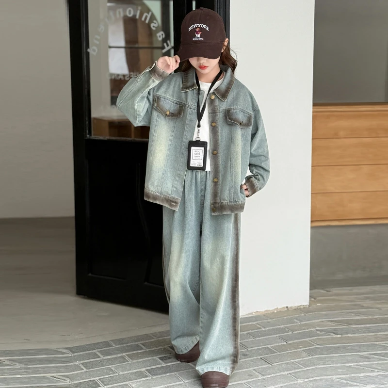 简约潮牌店铺儿童服装2025年新款衣服女童装秋装套装6-12岁高级感