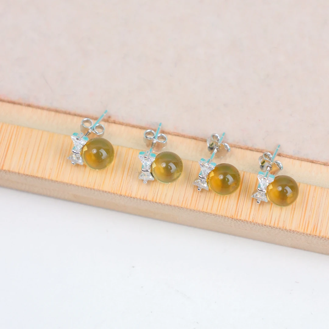 【琪琪珠宝】精致日常蓝珀蝴蝶结耳钉——多样性发货发一对