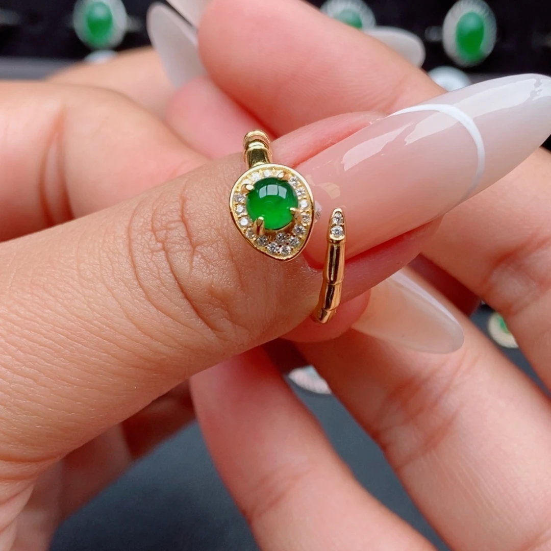 翡翠戒指银S925镶嵌75884