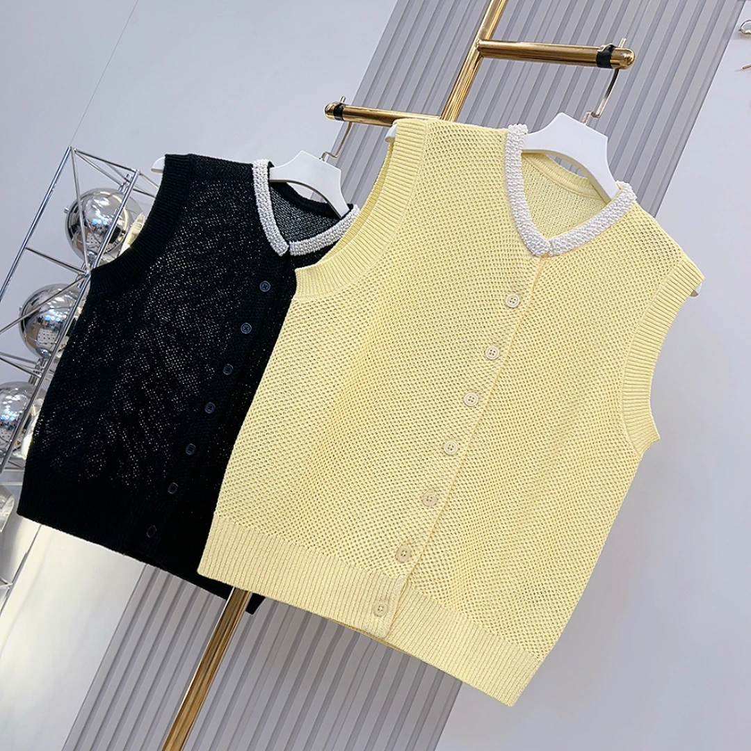 “小香颂”针织衫 2025新款千金玛德琳优雅无袖上衣pA363