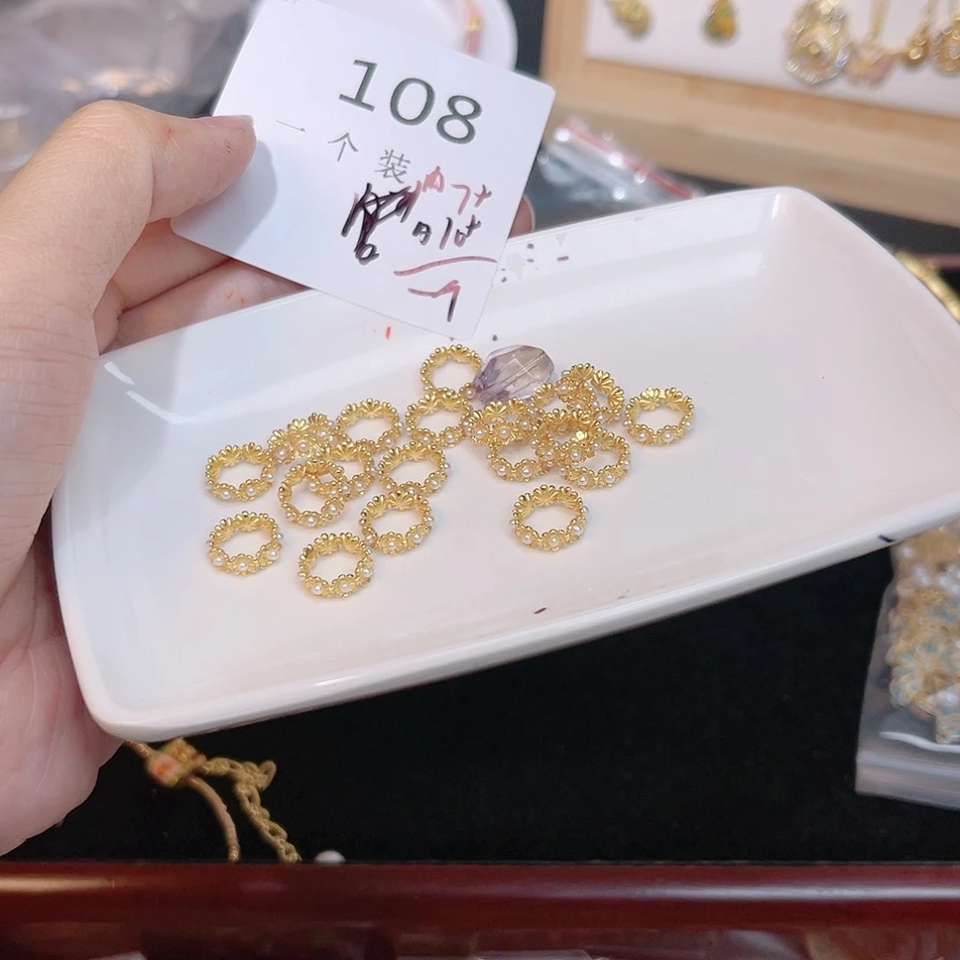 紫晶珠宝半成品银S925镀金镶嵌108