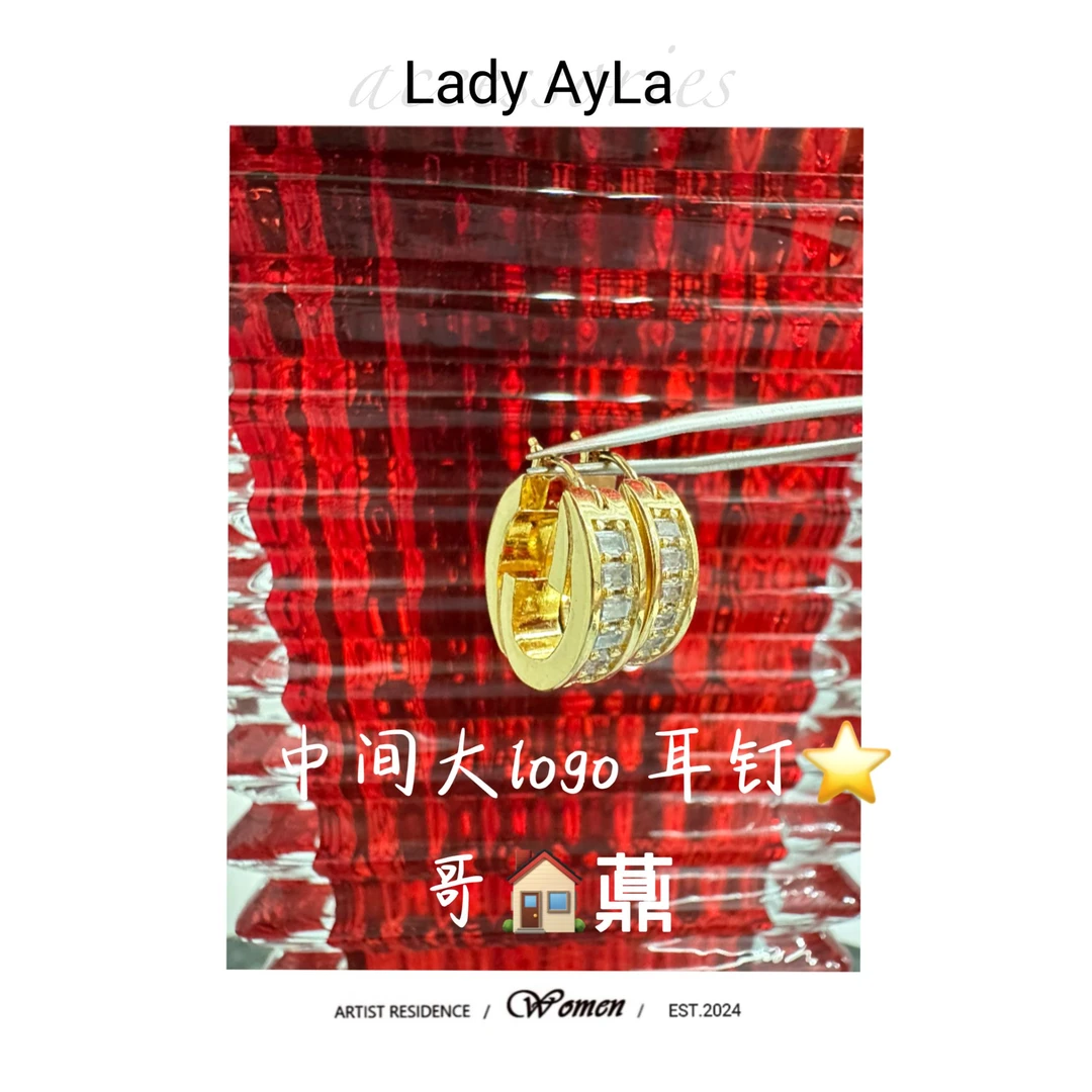925银合成锆石耳饰 G满镶轻奢时尚耳钉AL488