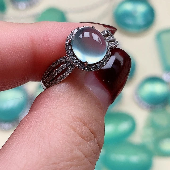 蛇纹石玉银S925镶嵌戒指