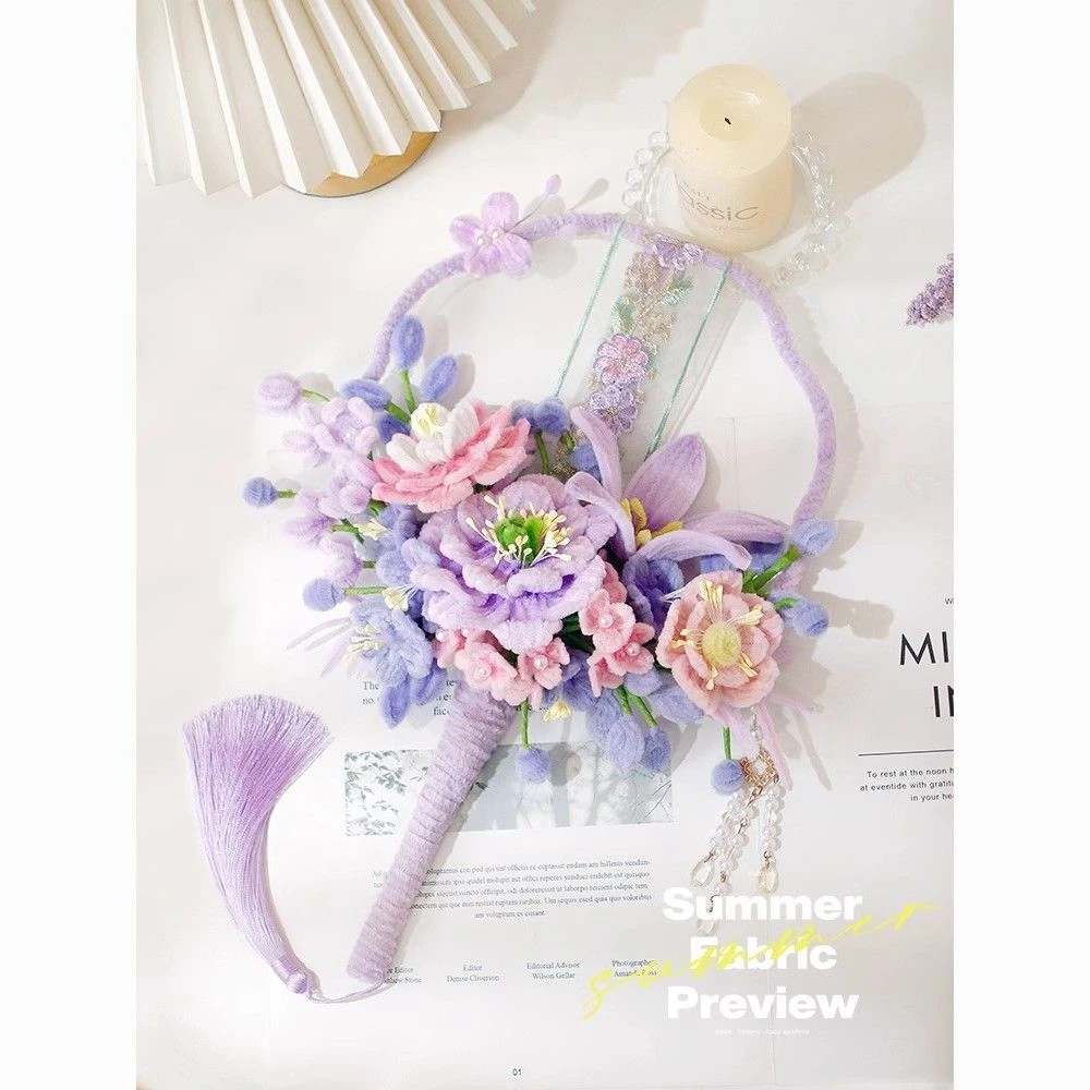 扭扭棒创意礼物中秋国庆节团扇花束手工diy材料包扇子送家人朋友