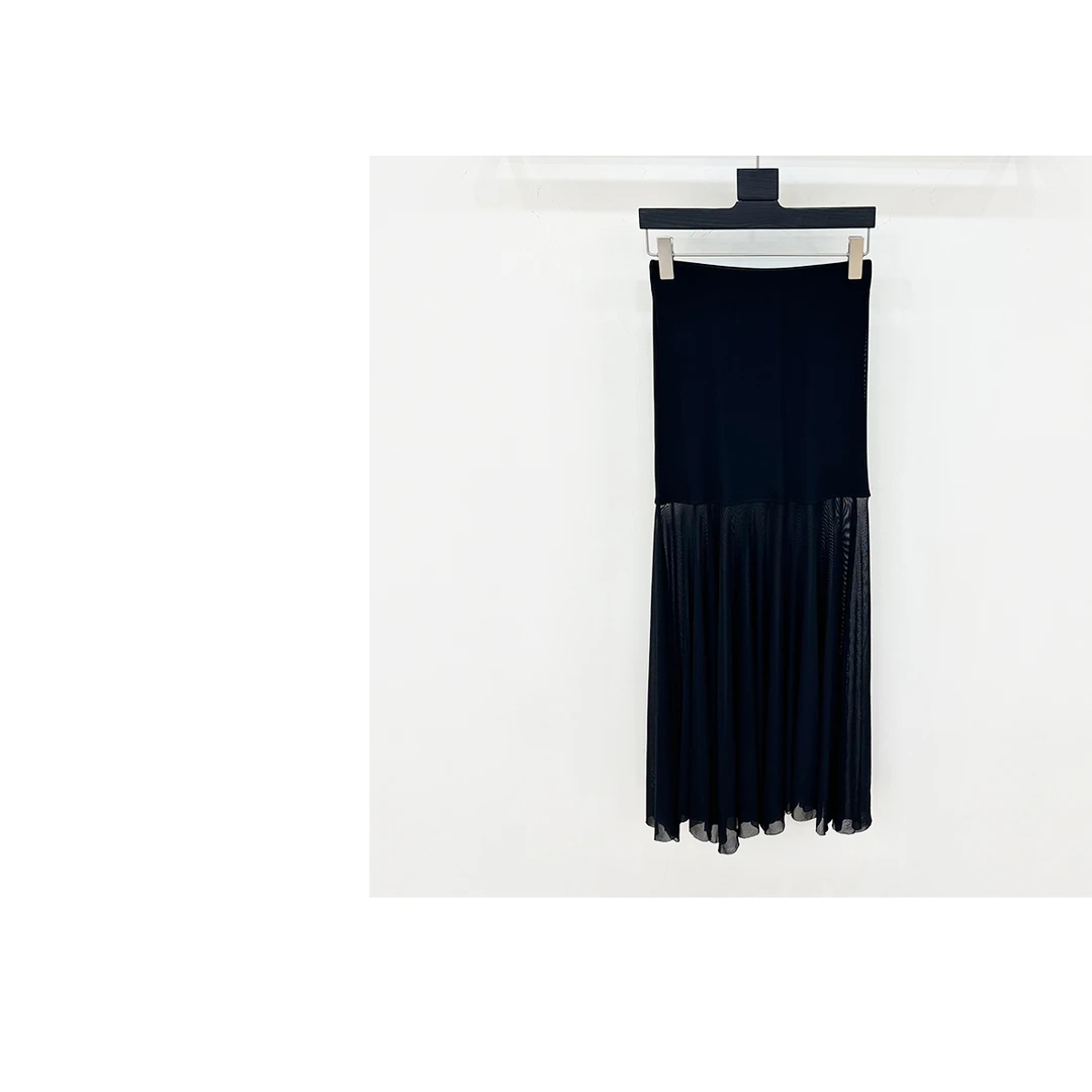 【西西高定】夏季轻柔拼接网纱松紧腰包臀半身裙