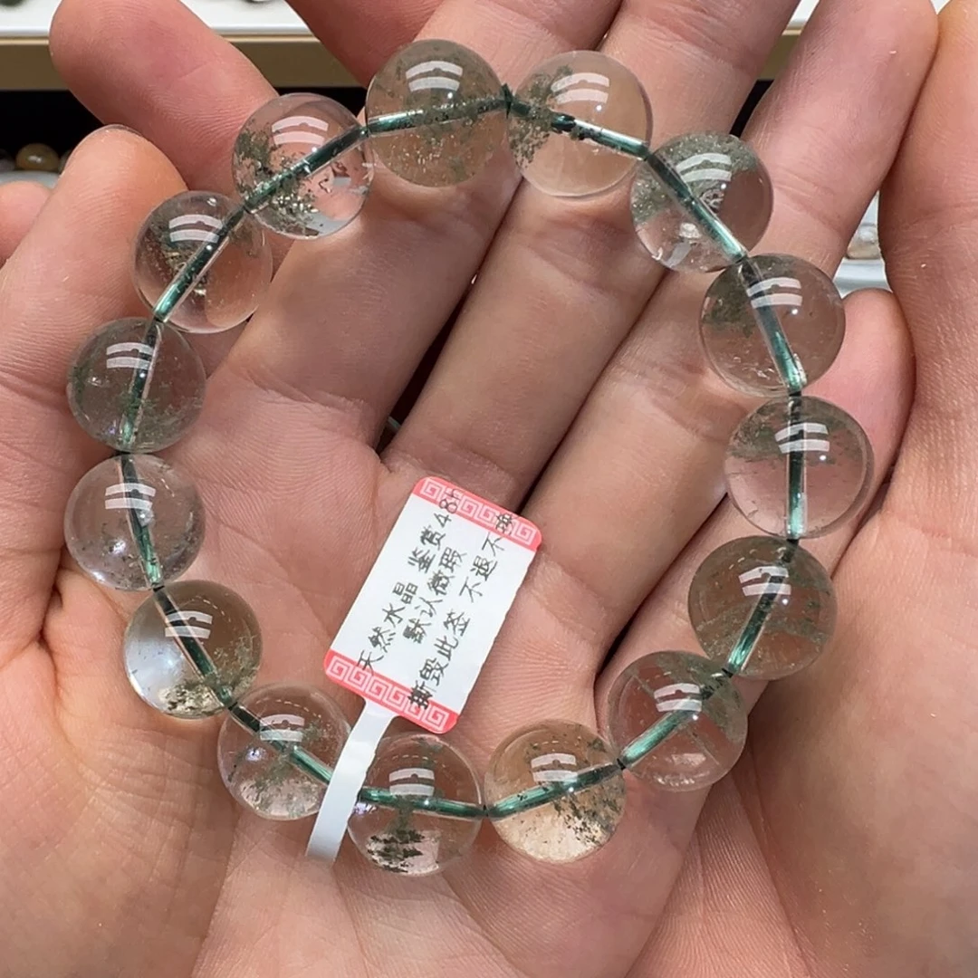 手串未镶嵌水晶绿幽灵千层14mm左右