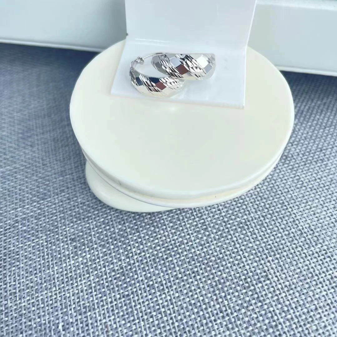 PT950 铂金耳饰 车花亮面耳环  简约百搭 内径约1.5cm S 40562