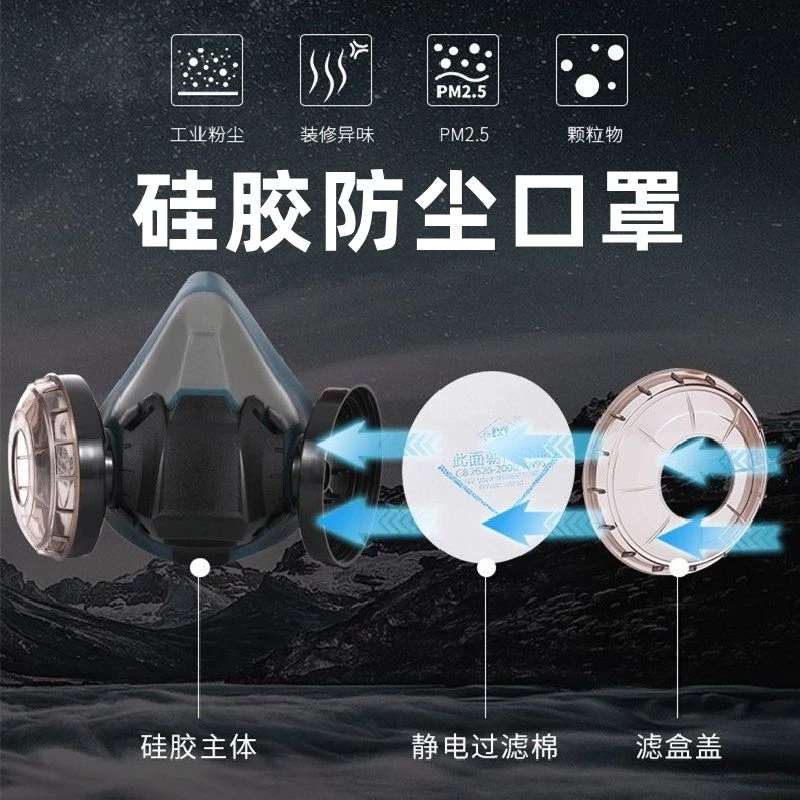 防尘口罩防工业粉尘装修工打磨全脸煤矿透气口鼻罩防护面罩可水洗