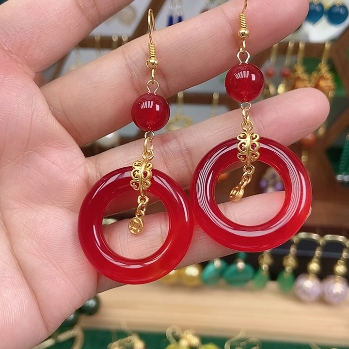 玛瑙/玉髓合金耳饰