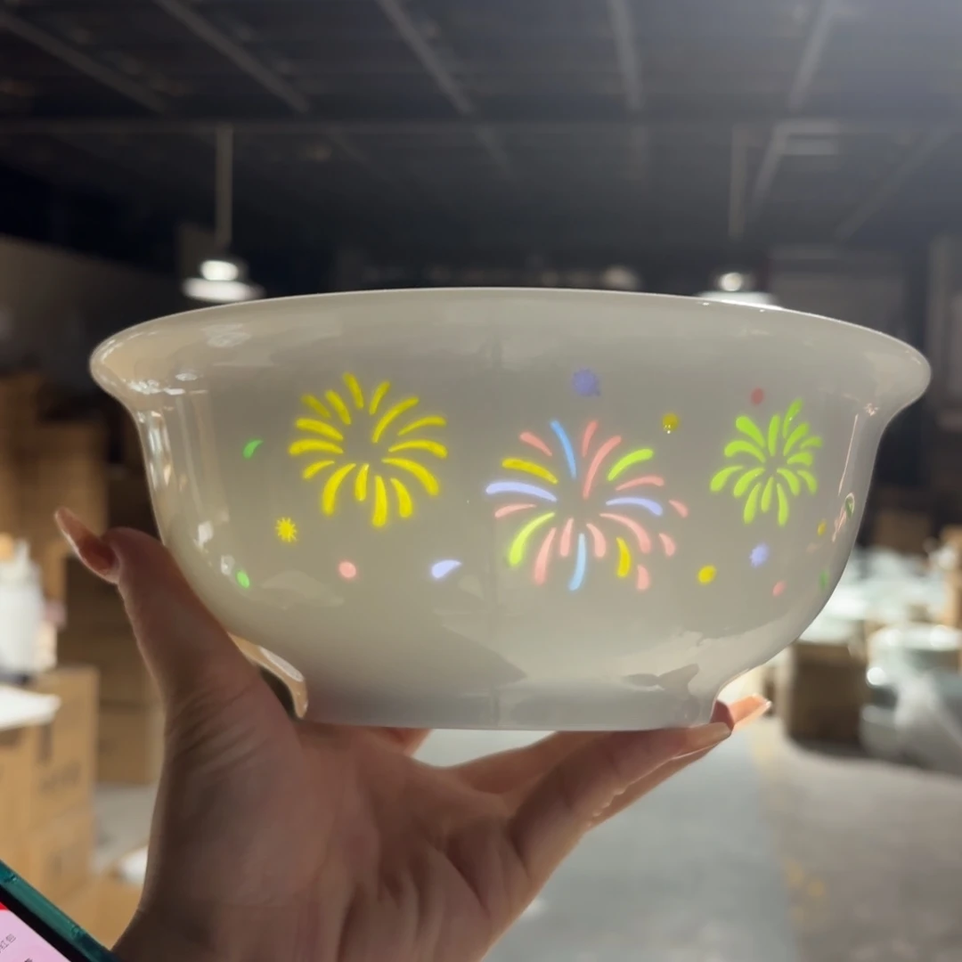 景德镇微瑕8英寸烟花汤碗一个