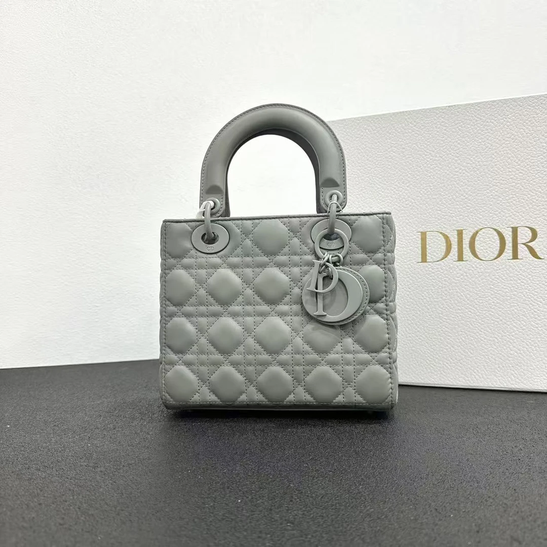 未使用 DIOR/迪奥 壹所奢品/DIOR 四格戴妃 磨砂灰 斜跨包闲置