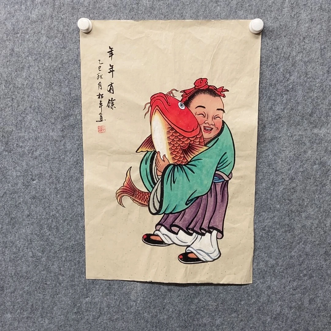 国画四尺三开人物一副