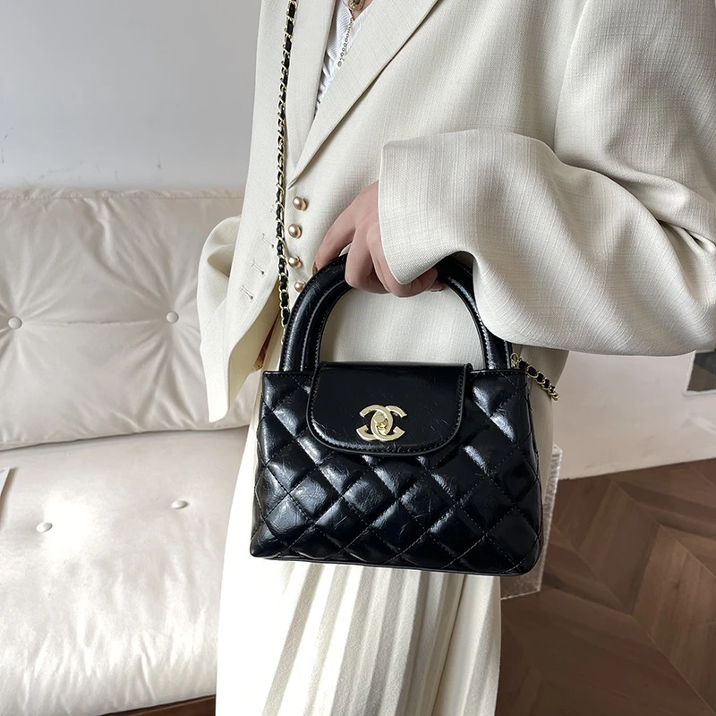 女包新款包包夏天时尚小香风菱格链条手提单肩斜挎包女款handbags