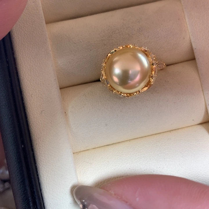 银S925镶嵌戒指海水珍珠