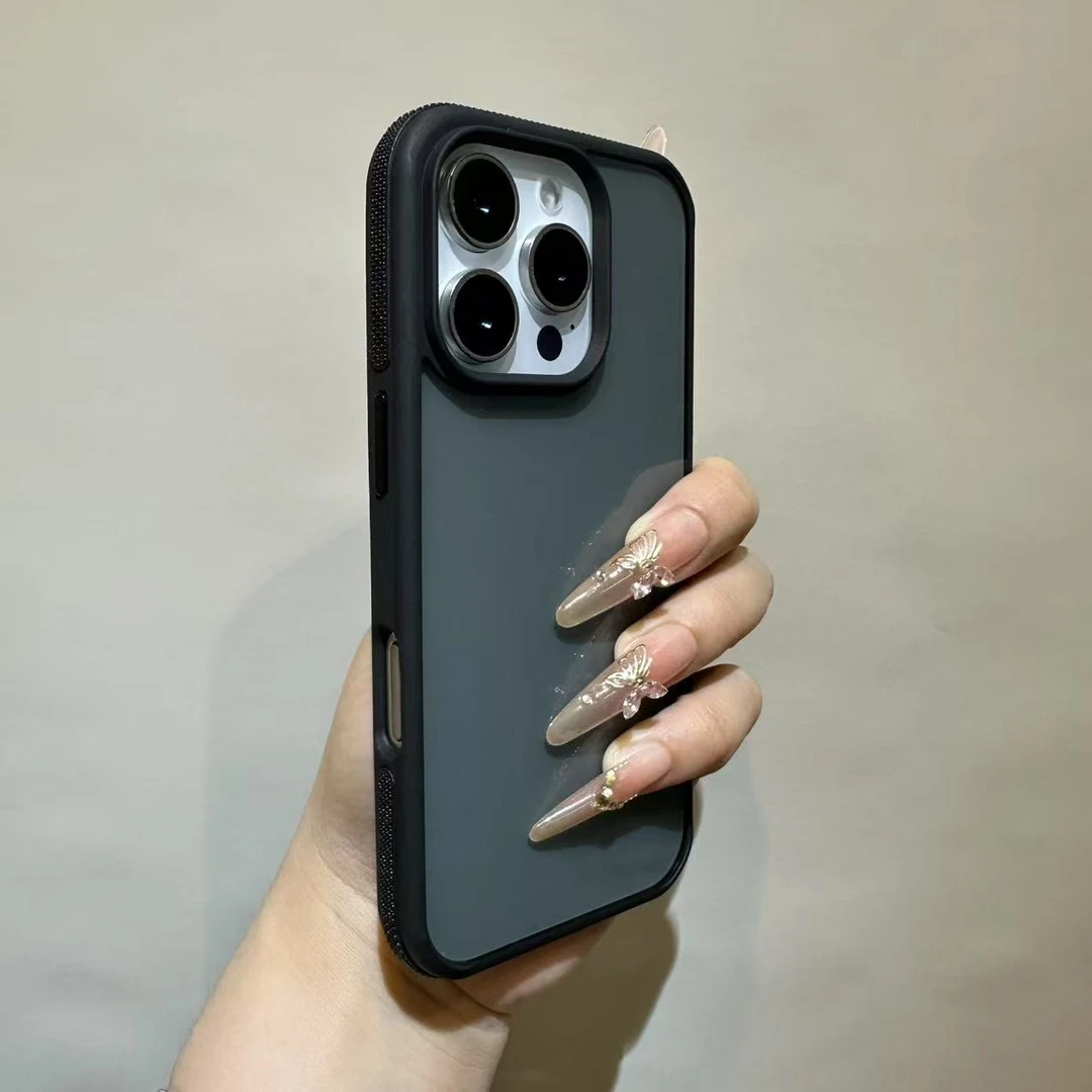 简约时尚适用苹果16/15/14手机肤感磨砂半透明防指纹防摔手机壳