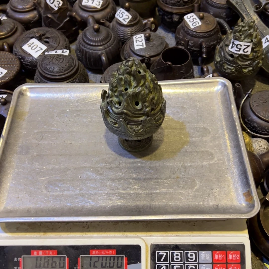 观***斋黄铜摆件，文房摆件