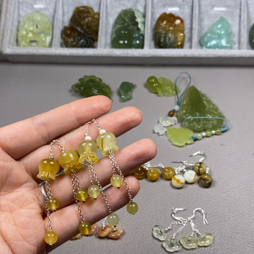 【闪购商品】未镶嵌蛇纹石玉挂件耳饰耳环项链