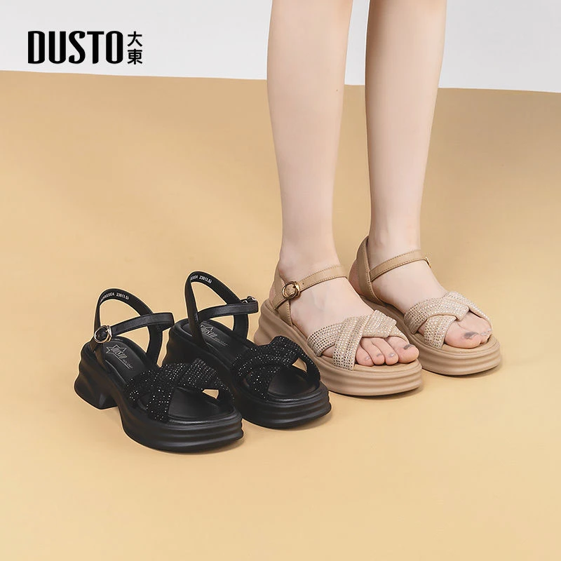 大东2025夏季新款厚底增高显瘦运动凉鞋女款繁星百搭外穿鞋子0200