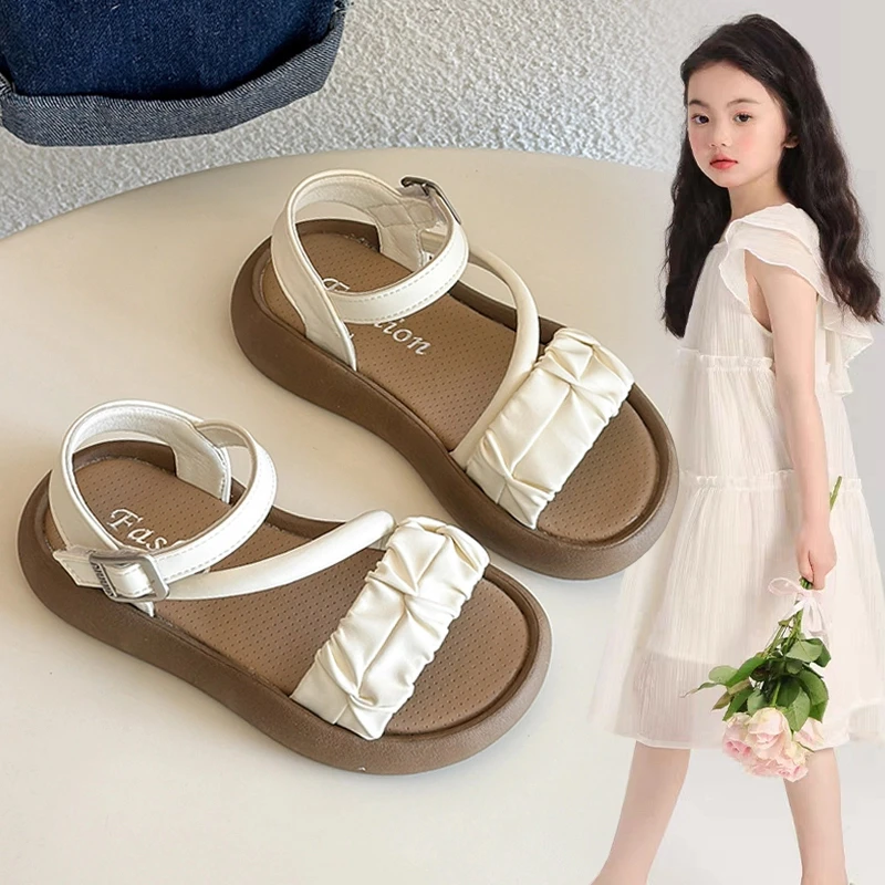 ABC 女童凉鞋夏季2025新款儿童时尚洋气鞋子中大童小女孩沙滩鞋韩