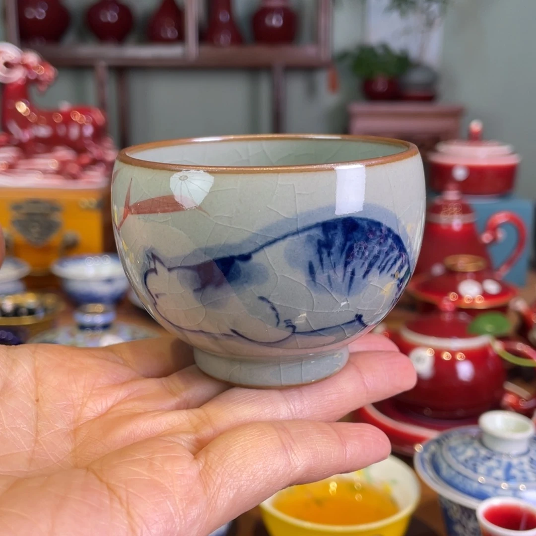 清欢雅玩原矿柴窑老陶泥龙蛋杯