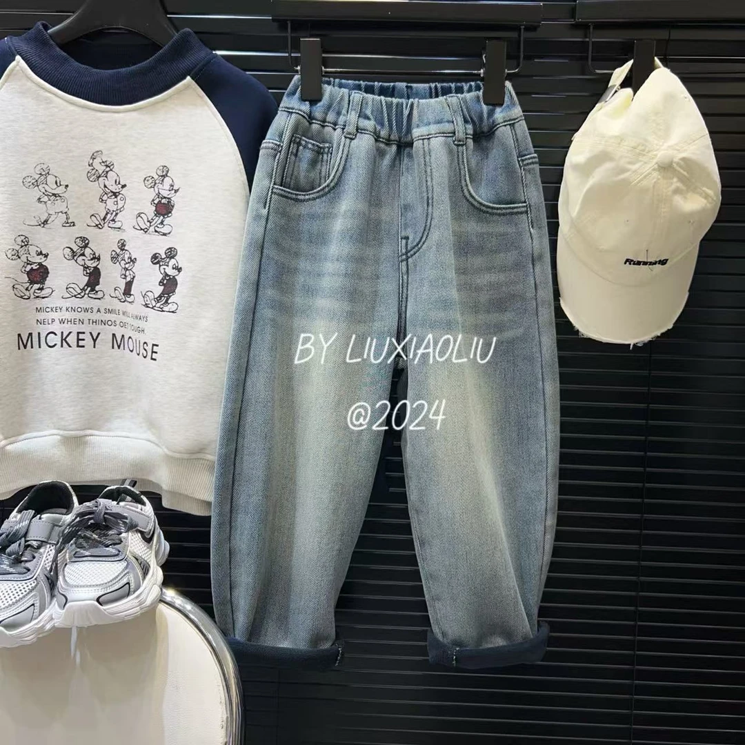 杭州六小六正版 BY LIUXIAOLIU冬季儿童加绒牛仔裤12526