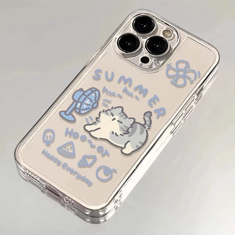 吹风小猫咪适用苹果14手机壳iPhone16promax创意13日韩15防摔全包