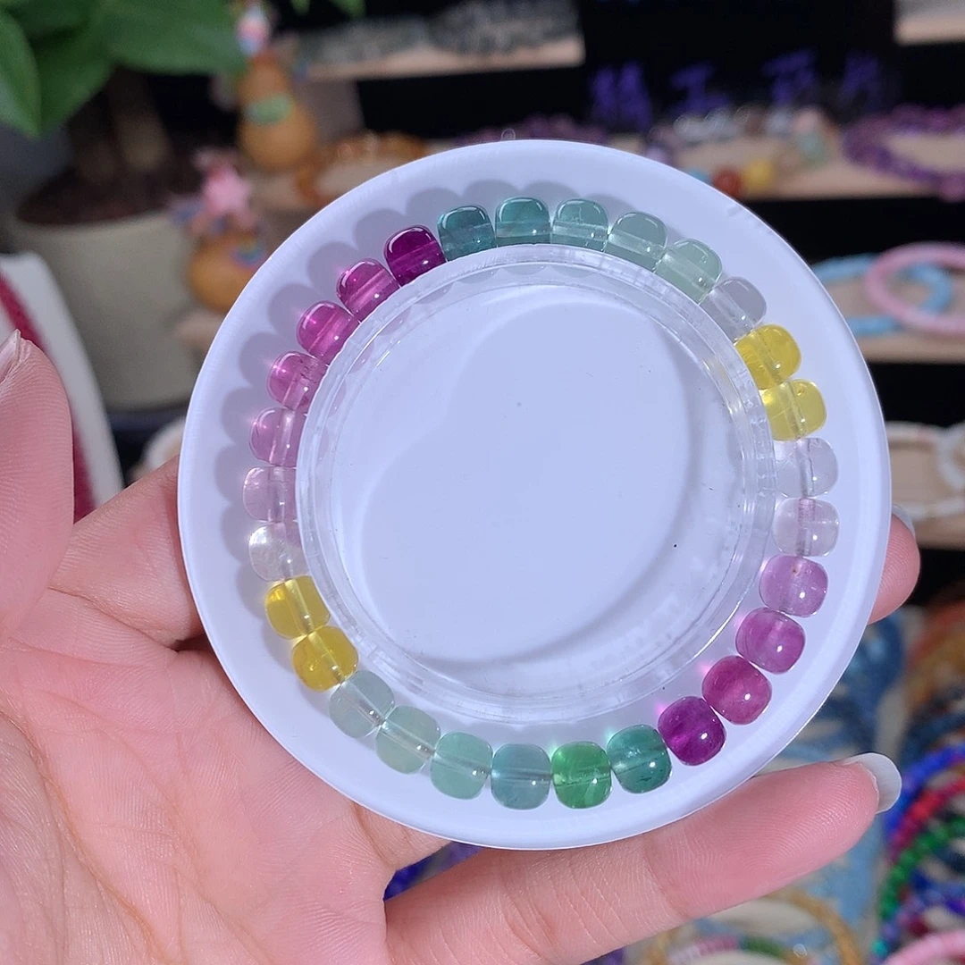 未镶嵌手串萤石精工老型直切彩虹萤石7mm