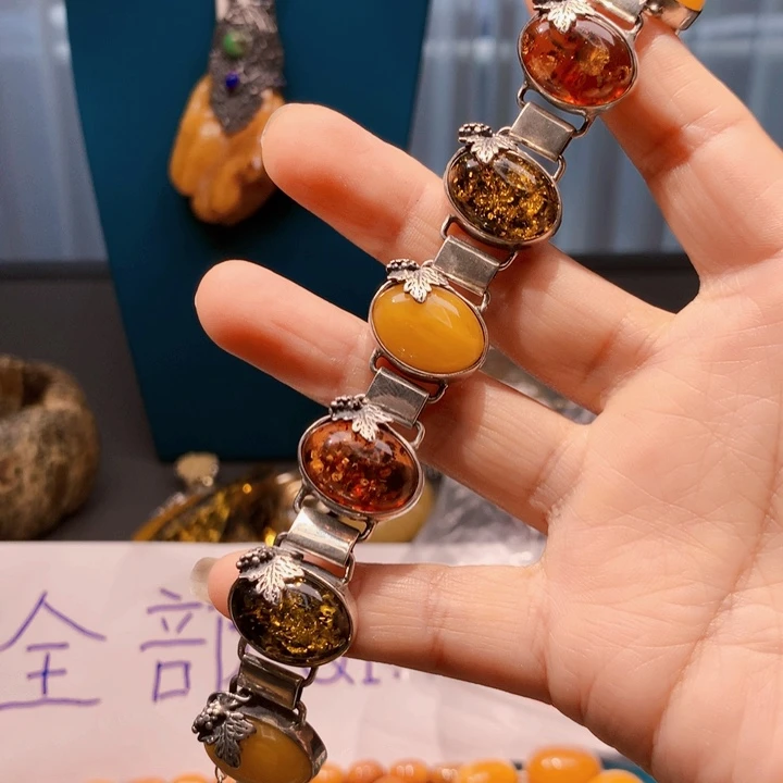 手链琥珀未镶嵌波兰设计款琥珀蜜蜡