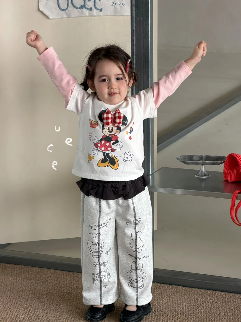 【米妮】釉兮·26春～女宝宝春装米奇米妮假两件T恤272109（童装汉服）