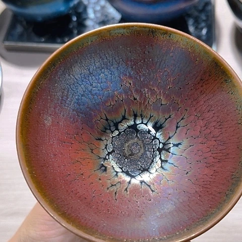 紫金油滴薄胎微瑕斗笠建盏