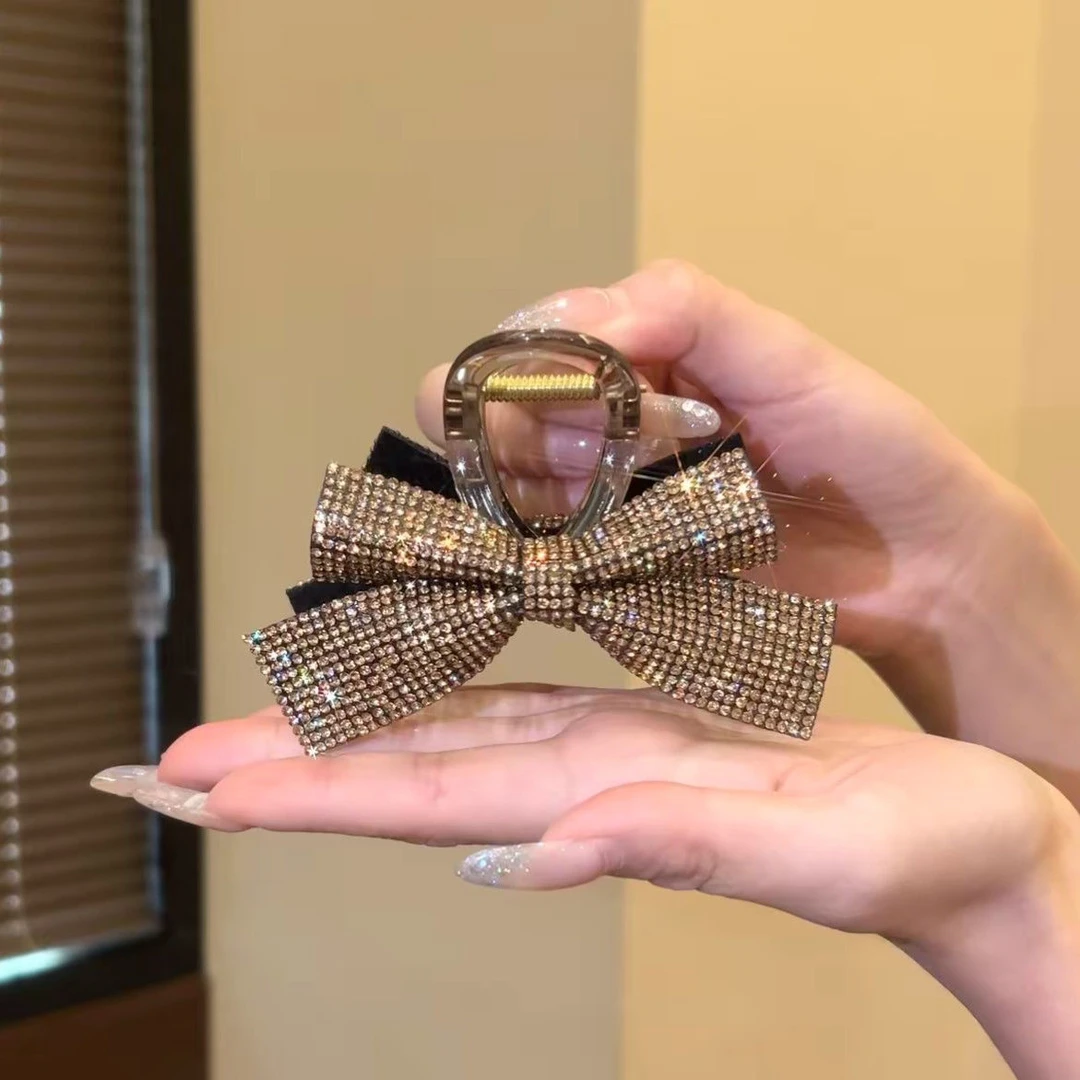 高级感百搭鲨鱼夹马尾夹子女后脑勺发饰2025新款蝴蝶结闪闪发夹