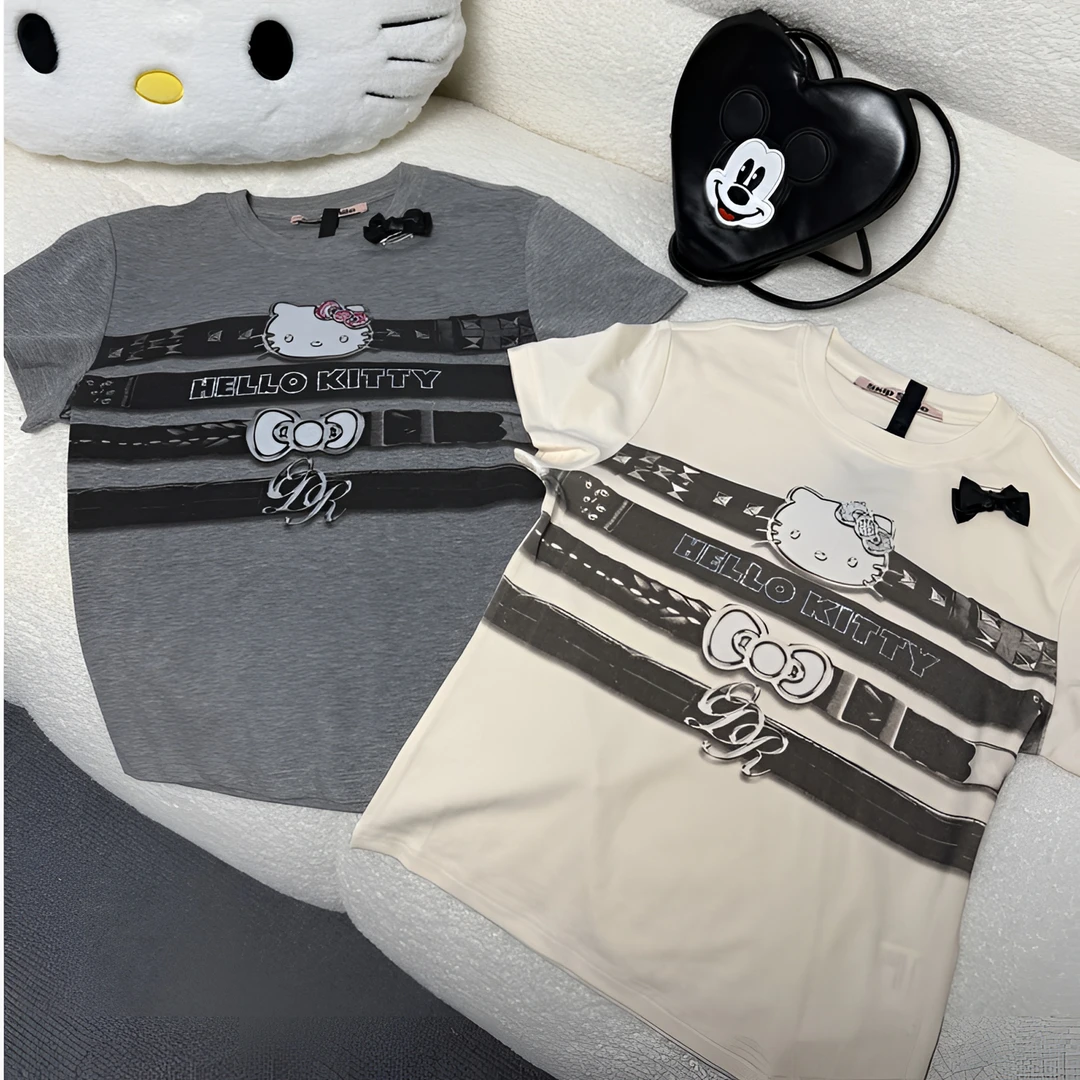 BLX--1002（深圳南油出品）新款小众设计款kitty印花蝴蝶结上衣
