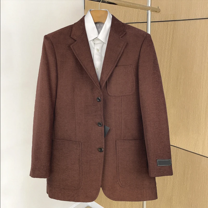 H2350D观家洋服 西服外套男士商务砖红色加厚抗皱中年爸爸装西服