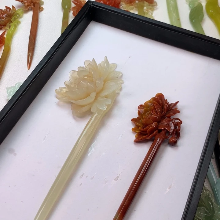 蛇纹石玉发饰未镶嵌阿*