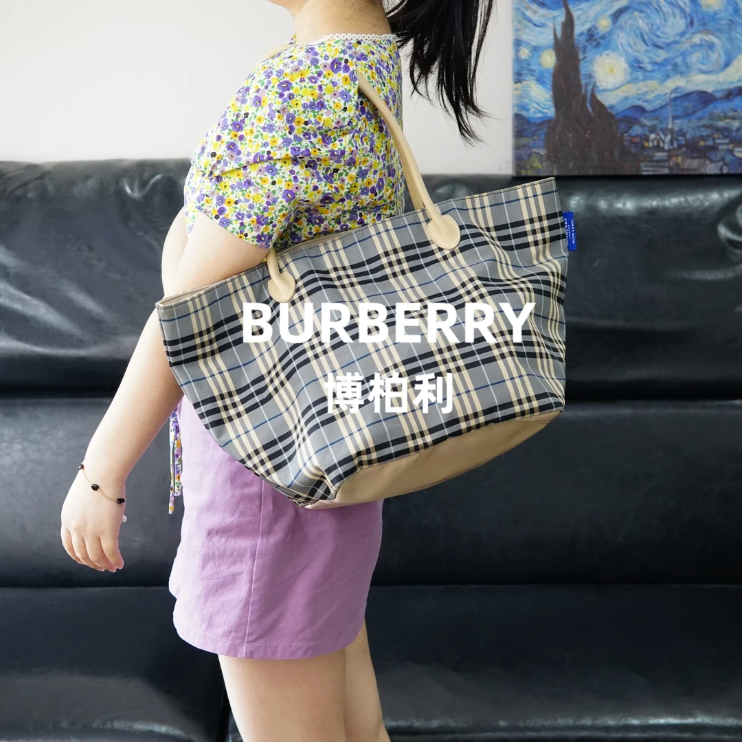 95新 BURBERRY/博柏利 格纹手提包/EE05507540/7540/母亲节礼物