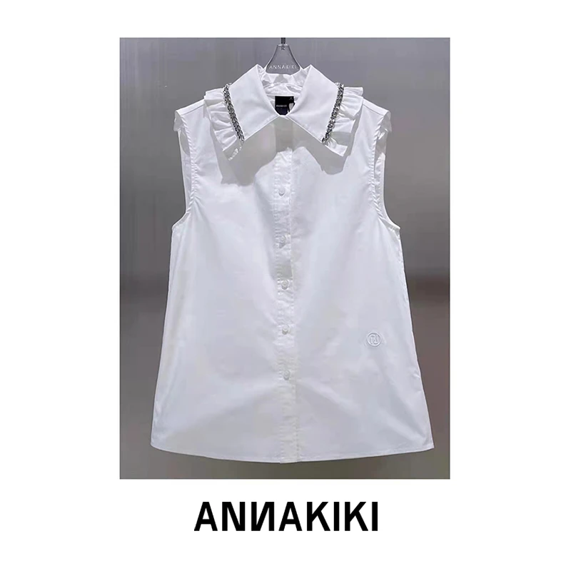 ANNAKIKI  链条装饰无袖衬衫 3B20306184A