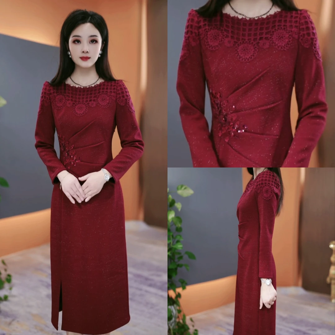 冬季加厚连衣裙2025冬季气质韩版显瘦百搭收腰裙子YX25K3535