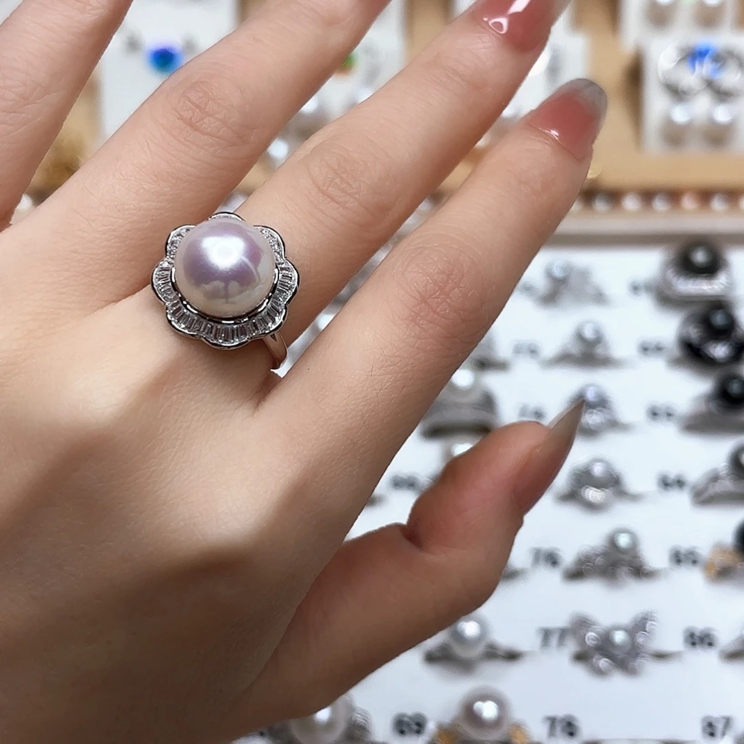 雾***了淡水珍珠银S925镶嵌戒指