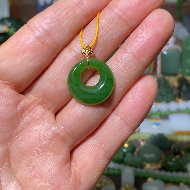 和田玉（碧玉）18K金镶嵌颈饰