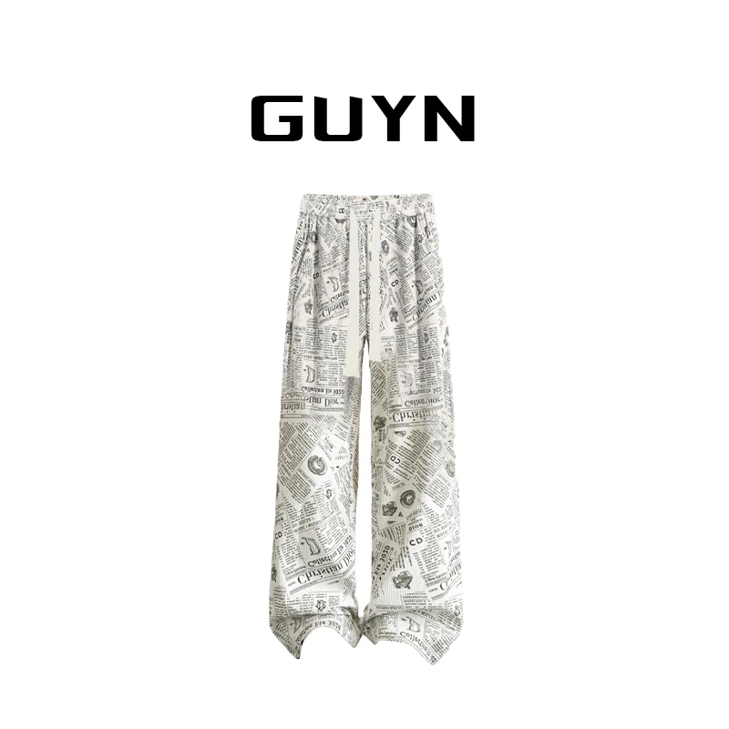 【品牌正品现货】GUYN美式字母满印休闲裤男高级感高街宽松直筒裤子
