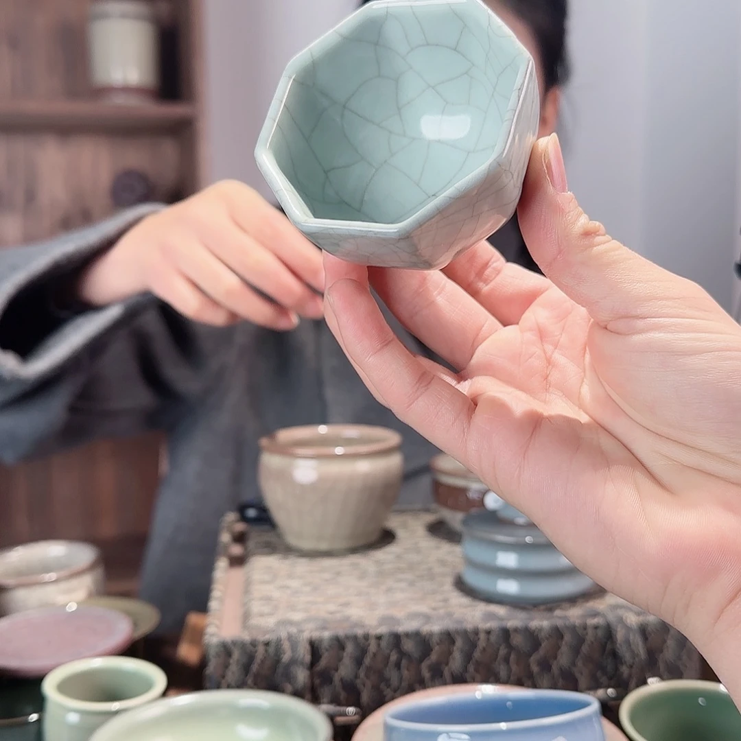 瓷摆件八方杯官窑
