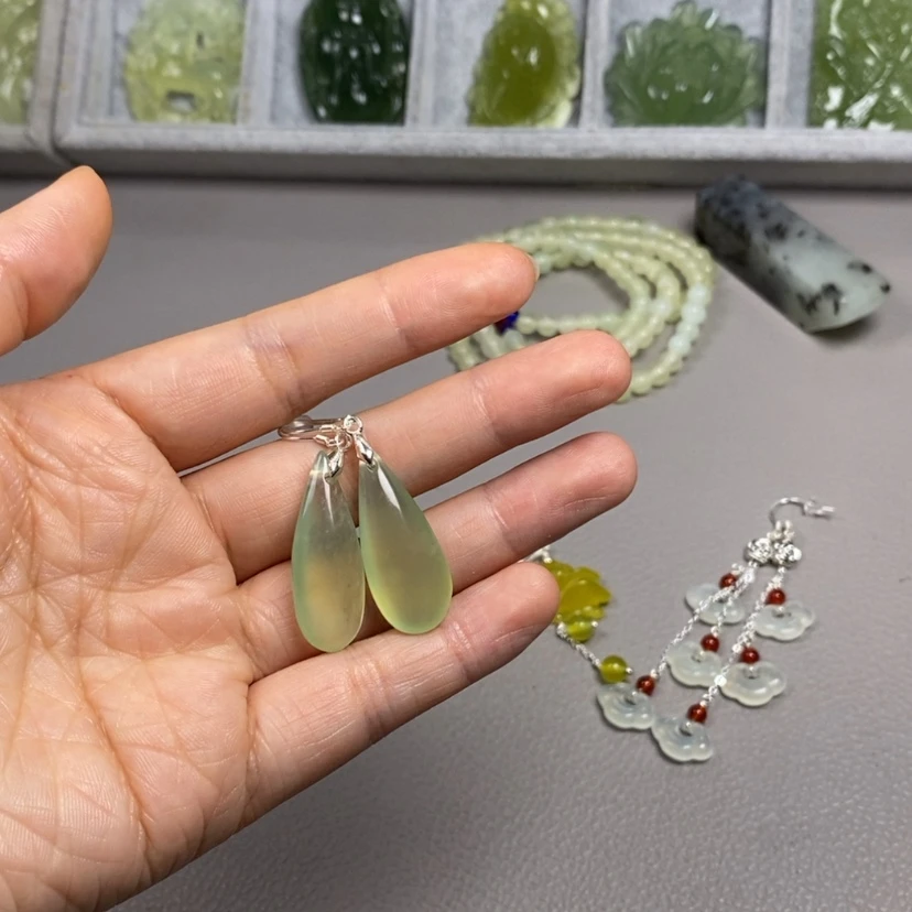 【闪购商品】蛇纹石玉未镶嵌挂件耳饰耳环项链