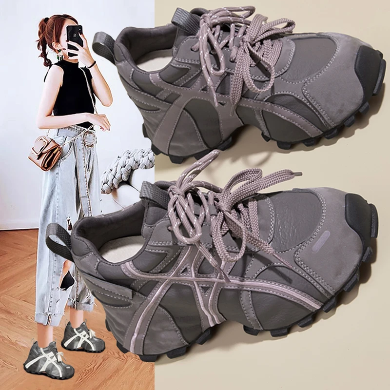 潮流增高2025百搭橡胶运动新款秋冬休闲鞋厚底运动鞋老爹休闲鞋女