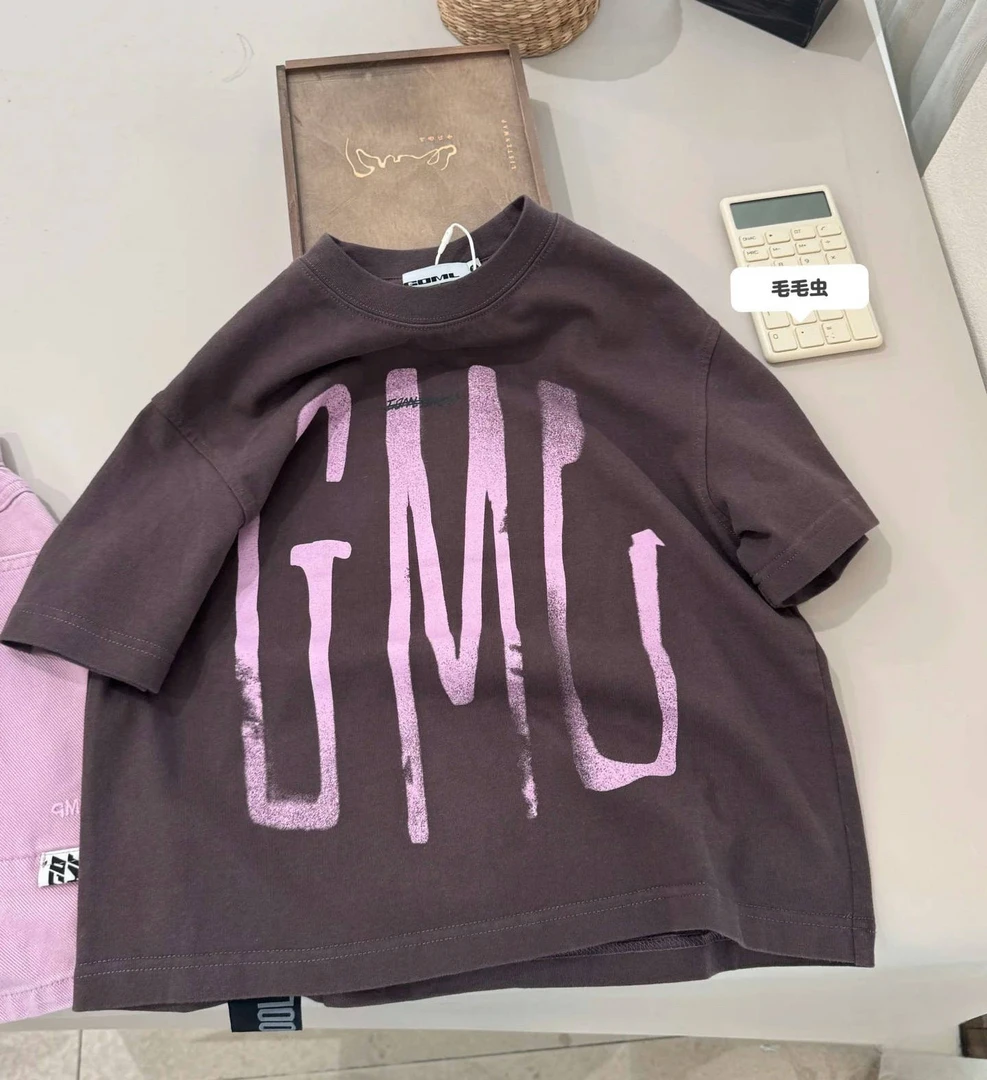 圆领休闲韩版短袖字母男童男套装女士中性宽松半袖T恤