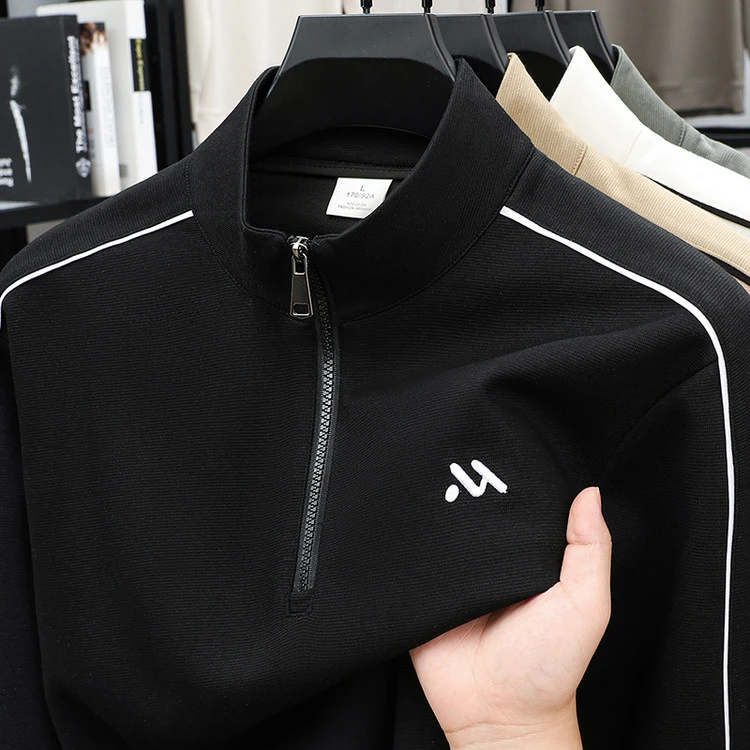 男士秋冬款长袖卫衣2025新款简约时尚潮流立领半拉链休闲套头衫