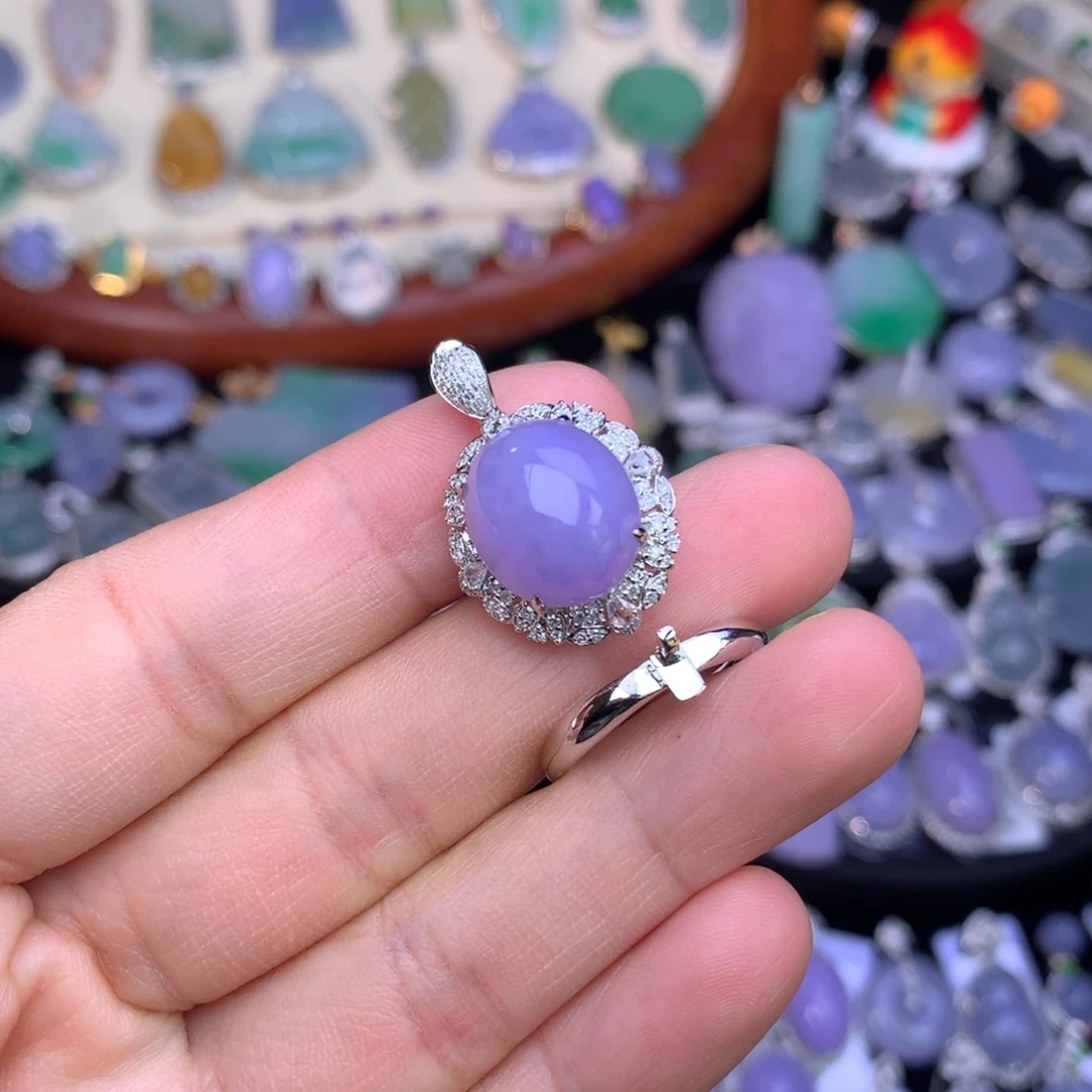 翡翠戒指18K金镶嵌蛋面两用款