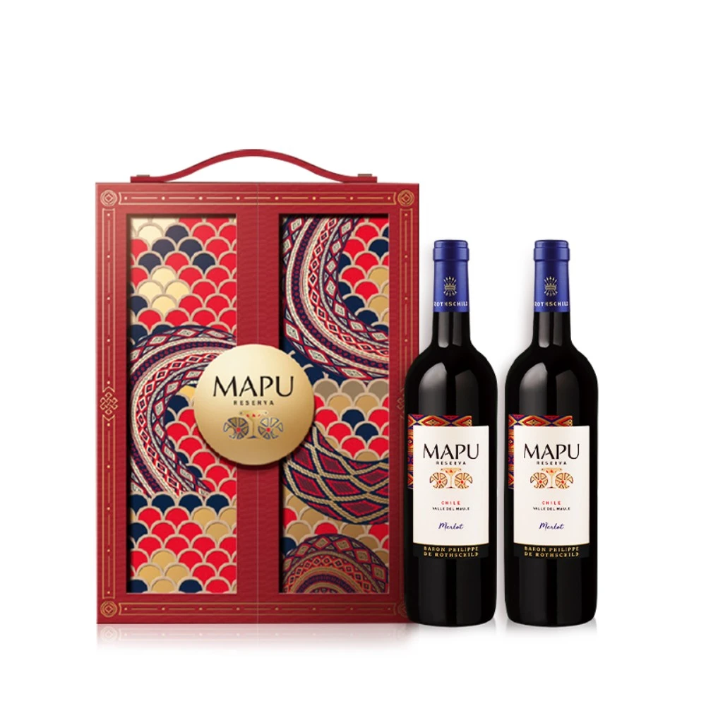大地(MAPU) 珍藏梅洛干红葡萄酒云锦礼盒 750ml*2