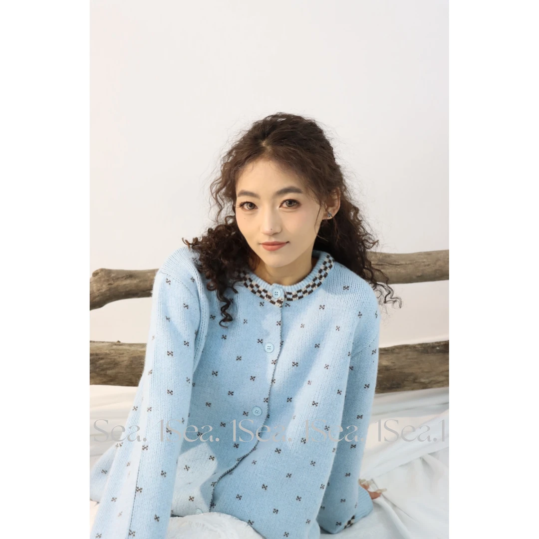 SEA.1 香香万人迷 重工羊毛毛衣圆领单排扣针织开衫百搭外套