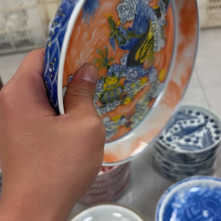 瓷片粉彩腾龙献宝大胡乘景德镇